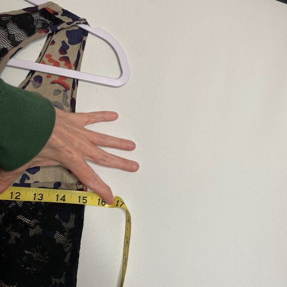 Vintage 100% Silk Animal Print and Floral Lace Top Racer-Back Made in USA Size S - Picture 9 of 11